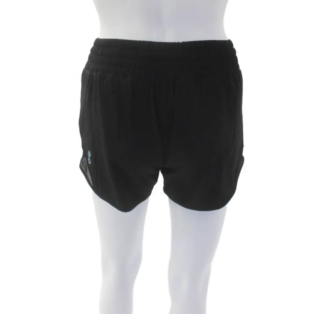 Lululemon Womens Spandex Textured Lined Mini Graphic Print Shorts Black Size 0